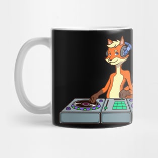 Cartoon fox DJ at turntable Mug